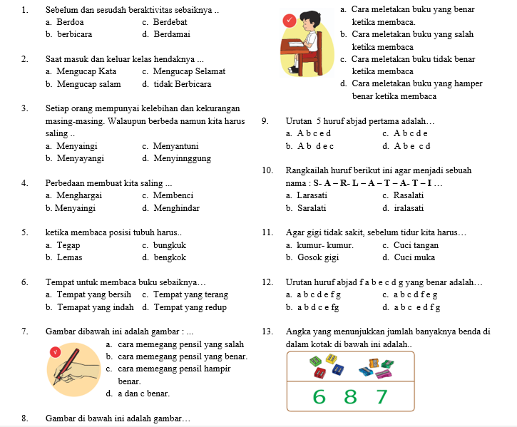 Contoh Soal Ujian Semester 1 Kelas 1 Sd Dalchaebi