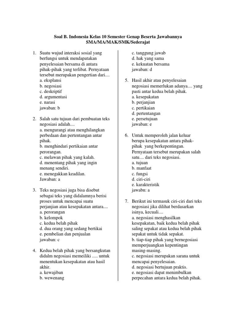 5 Rahasia Lolos Ujian dengan Download Soal Bahasa Indonesia Kelas 10 Semester 2 PDF Terbaru