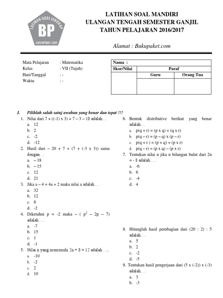 7 Rahasia Mengerjakan Soal UTS Mat Kelas 7 Semester 1 Agar Nilai Matematika Maksimal