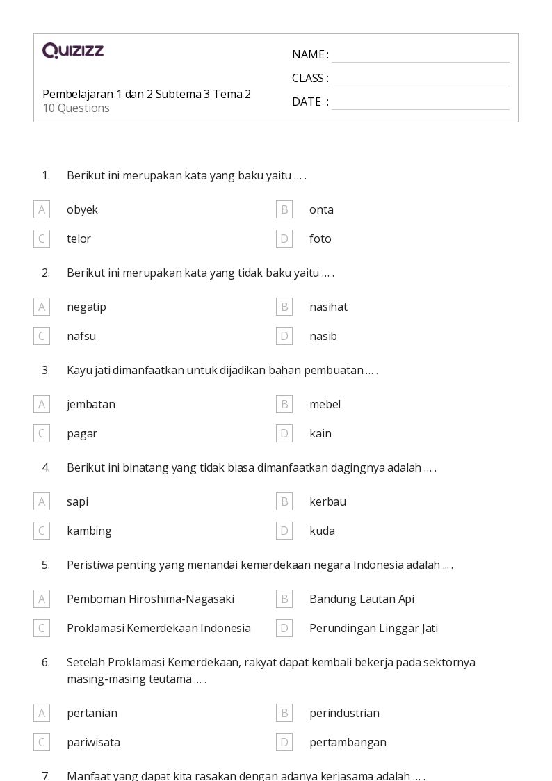 7 Rahasia Nilai Sempurna Soal Ulangan Kelas 6 Tema 2 Subtema 1 Yang Jarang Diketahui
