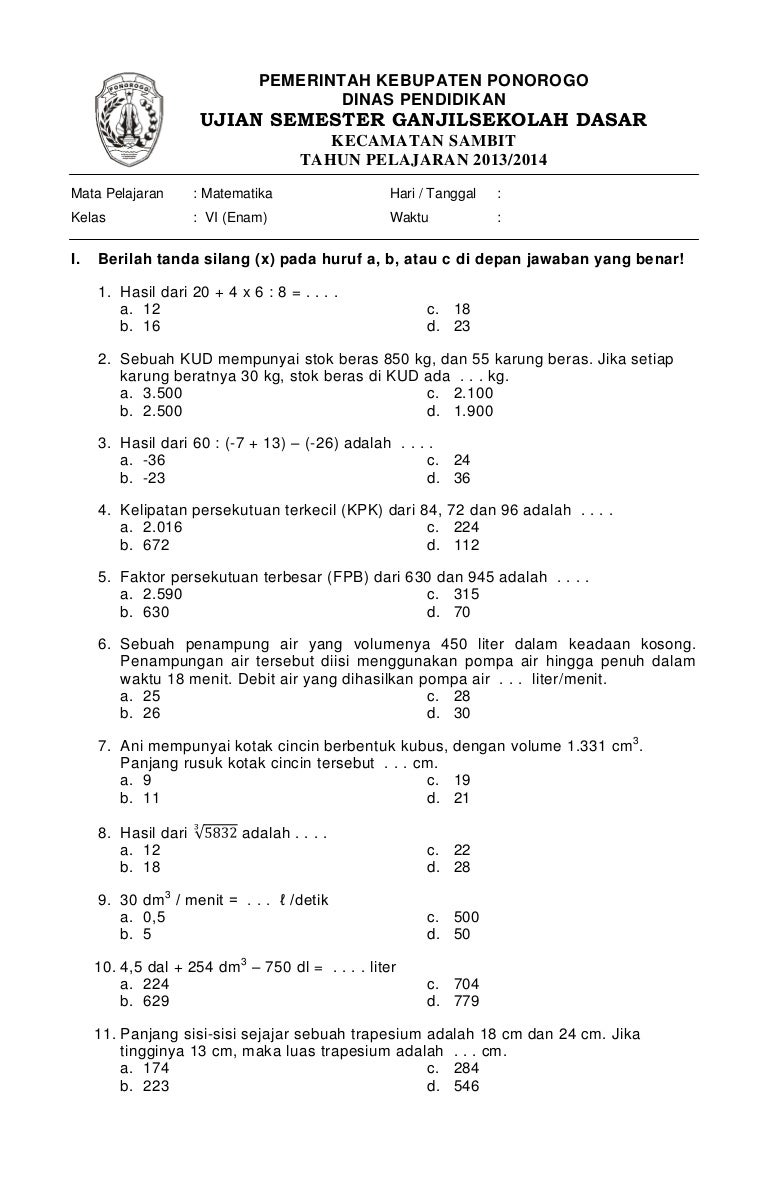 Rahasia Nilai Tinggi Wajib Download Kisi-kisi Soal Kelas 4 Semester 1 K13 Sebelum Ujian