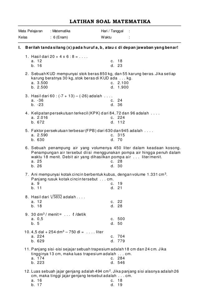 download soal matematika kelas 5 semester 1 kurikulum 2013