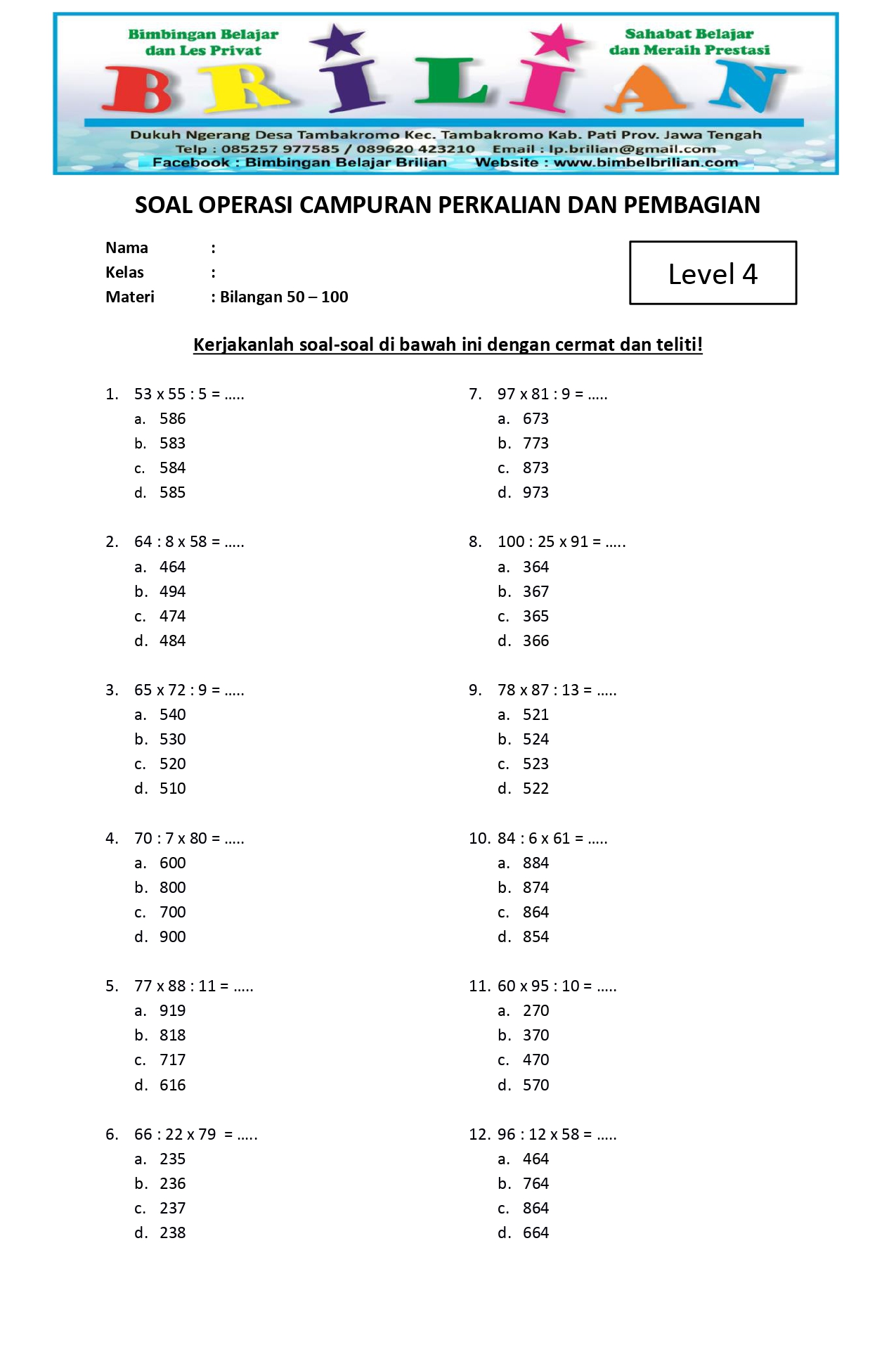 soal matematika kelas 4 pdf