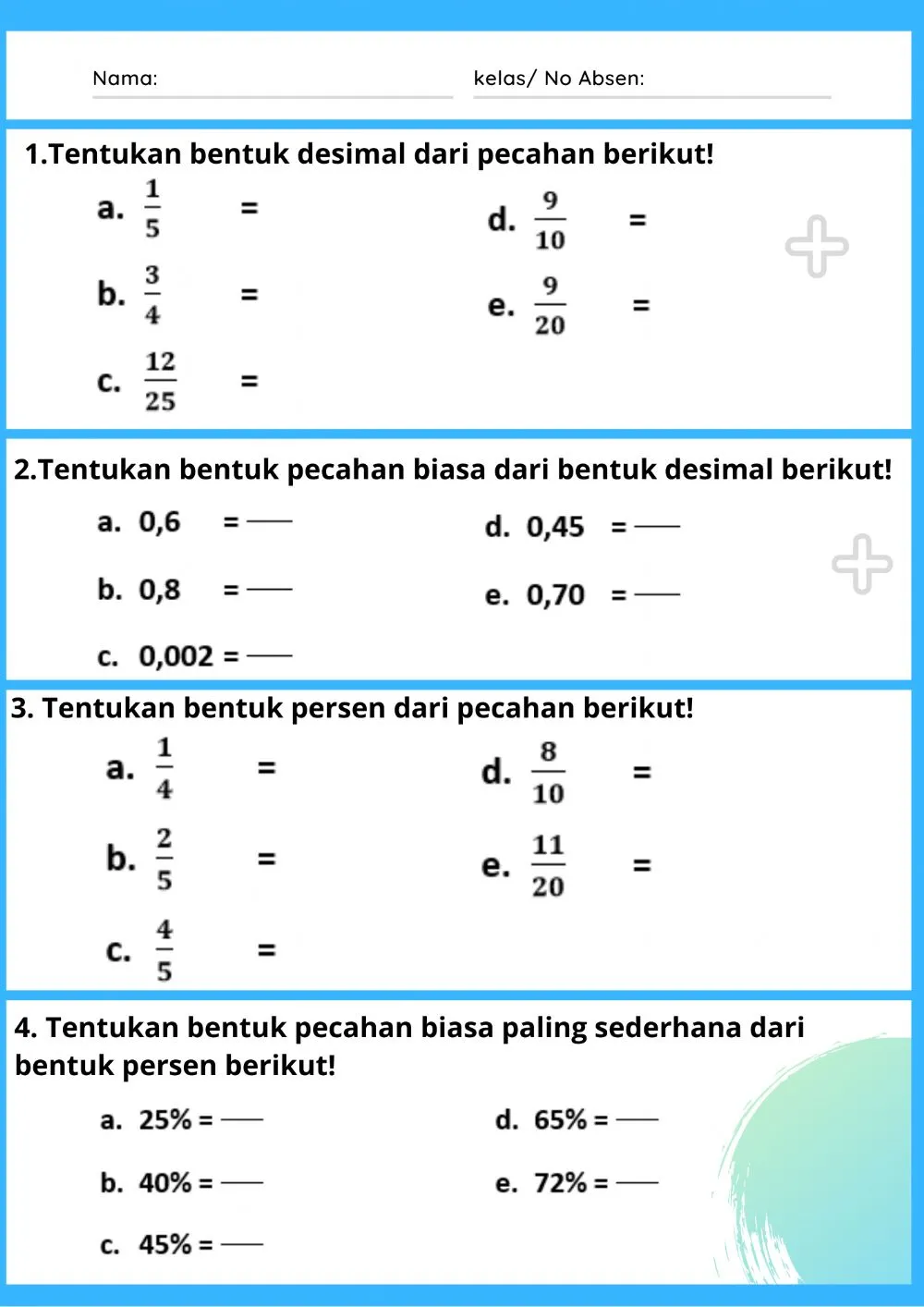Soal Mengubah Pecahan Biasa Ke Desimal Kelas 4 Sd - Homecare24 Matematik