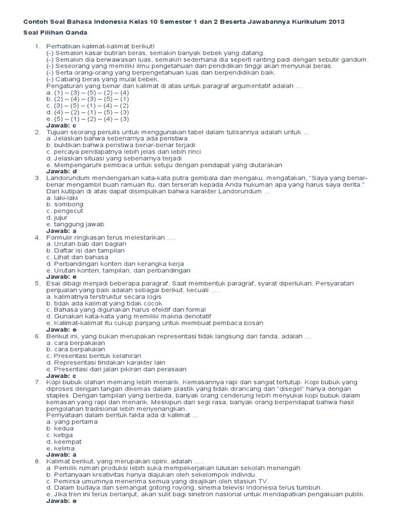 Rahasia Modul Bimbel Brilian: soal bahasa indonesia kelas 10 semester 2 pdf Terlengkap