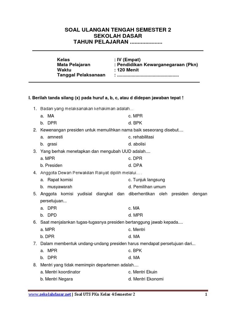 Ternyata Ini Kunci Jawaban Soal PKN Kelas 4 Semester 2 Kurikulum 2013