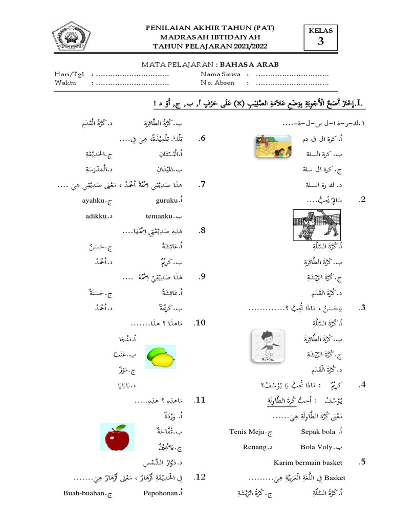 5 Contoh Soal Bahasa Arab SMP Kelas 7 Semester 2 Wajib Tahu Sebelum Ulangan