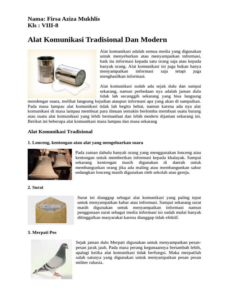 Alat Komunikasi Tradisional dan Modern PDF Alat Komunikasi Tradisional dan Modern PDF
