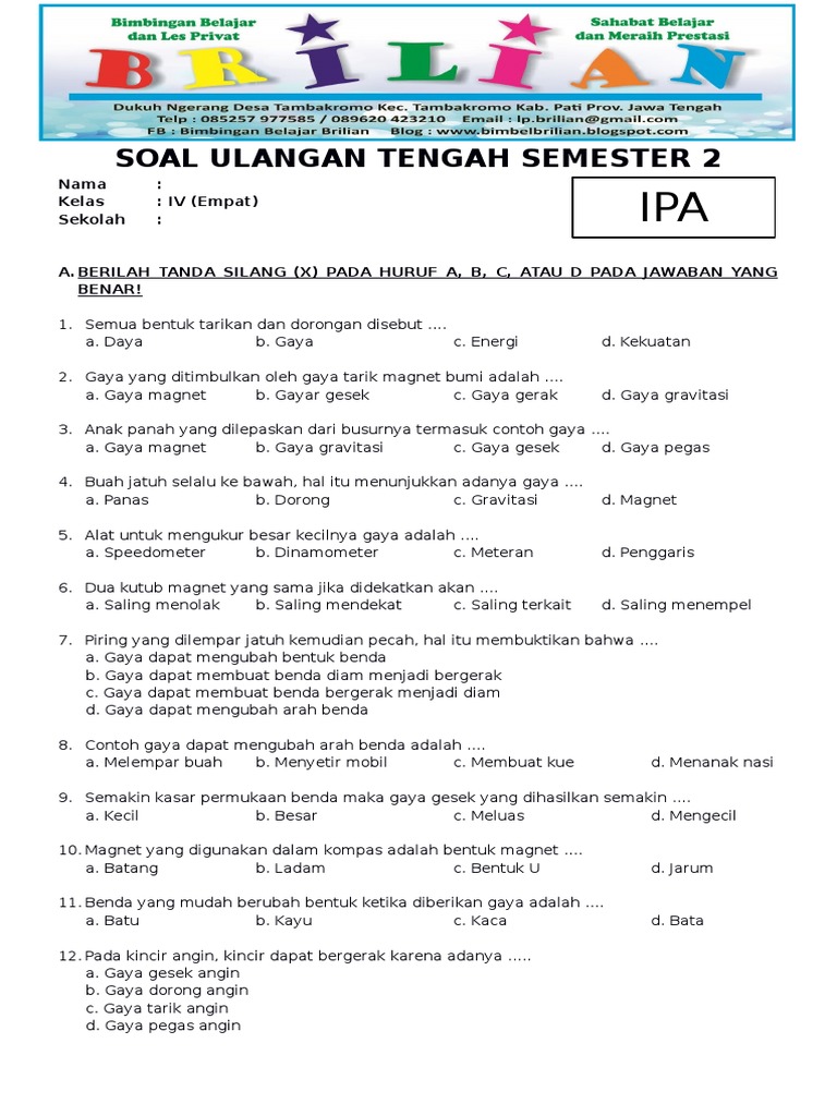 5 Soal Ulangan IPA Kelas 4 Semester 1 dan Kunci Jawaban yang Paling Sering Keluar 2026