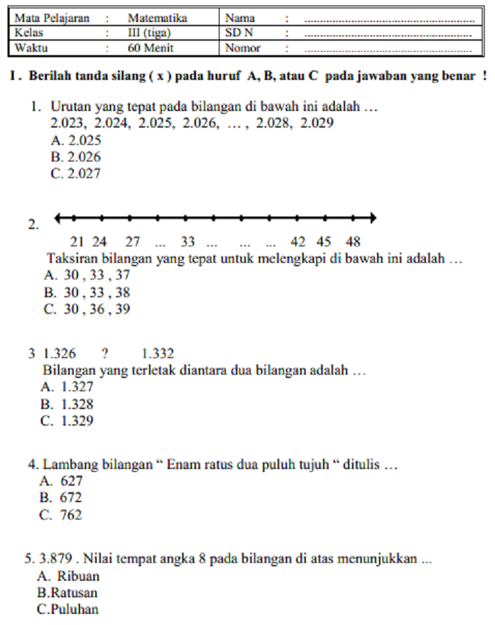 Soal Pas Matematika Kelas 3 - Piffle me Soal Pas Matematika Kelas 3 - Piffle me
