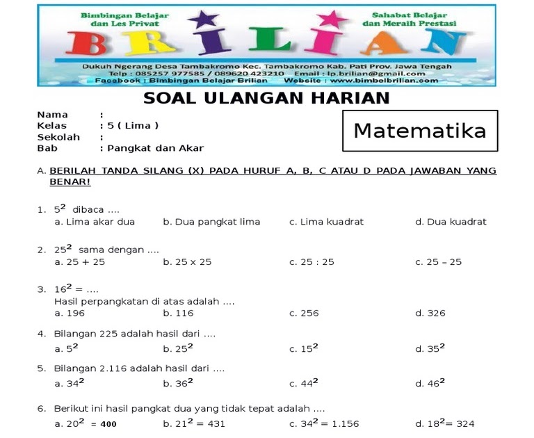 Ternyata Ini Rahasia Contoh Soal Akar Pangkat 2 Kelas 4 SD yang Bikin Paham dalam 5 Menit