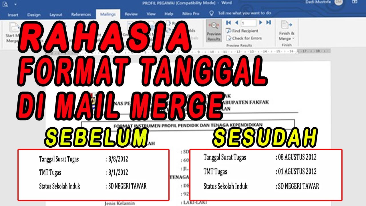 7 Cara Atasi format tanggal di excel berubah di mail merge word Sebelum Laporan Gagal