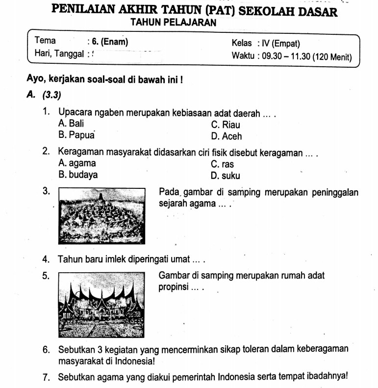Soal Soal Pat Tematik Kelas 4 Semester 2 Tema 6 - Materi Belajar Soal Soal Pat Tematik Kelas 4 Semester 2 Tema 6 - Materi Belajar