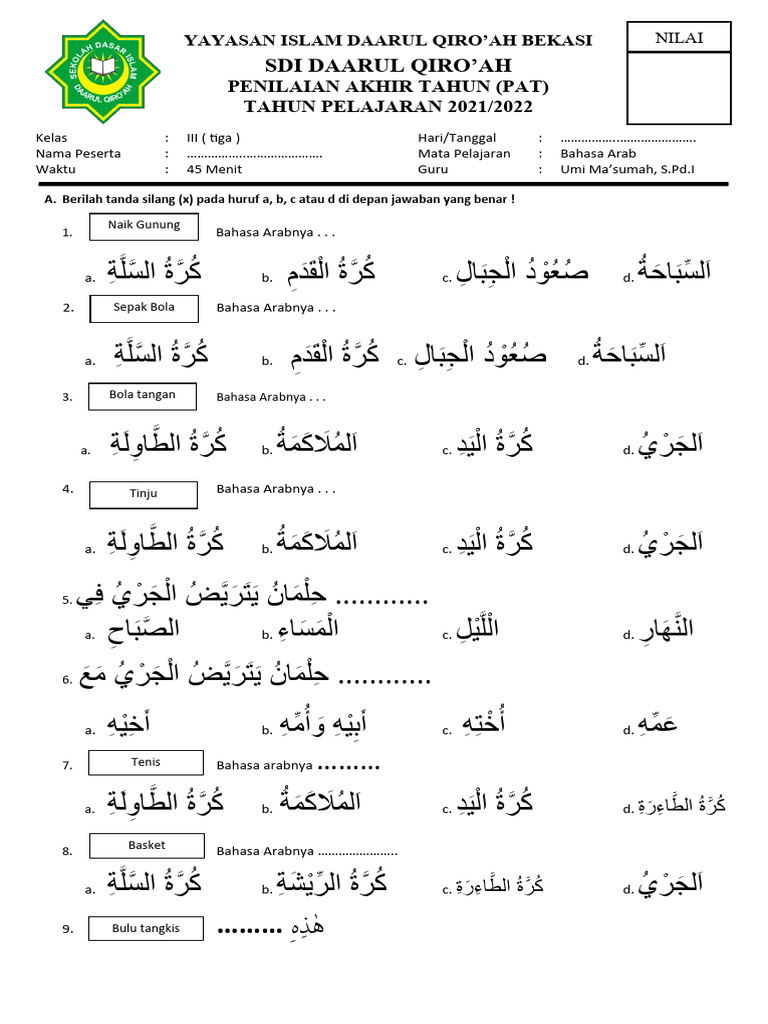 Membangun Pondasi Keagamaan dan Literasi Melalui Soal Arab Melayu Kelas Membangun Pondasi Keagamaan dan Literasi Melalui Soal Arab Melayu Kelas