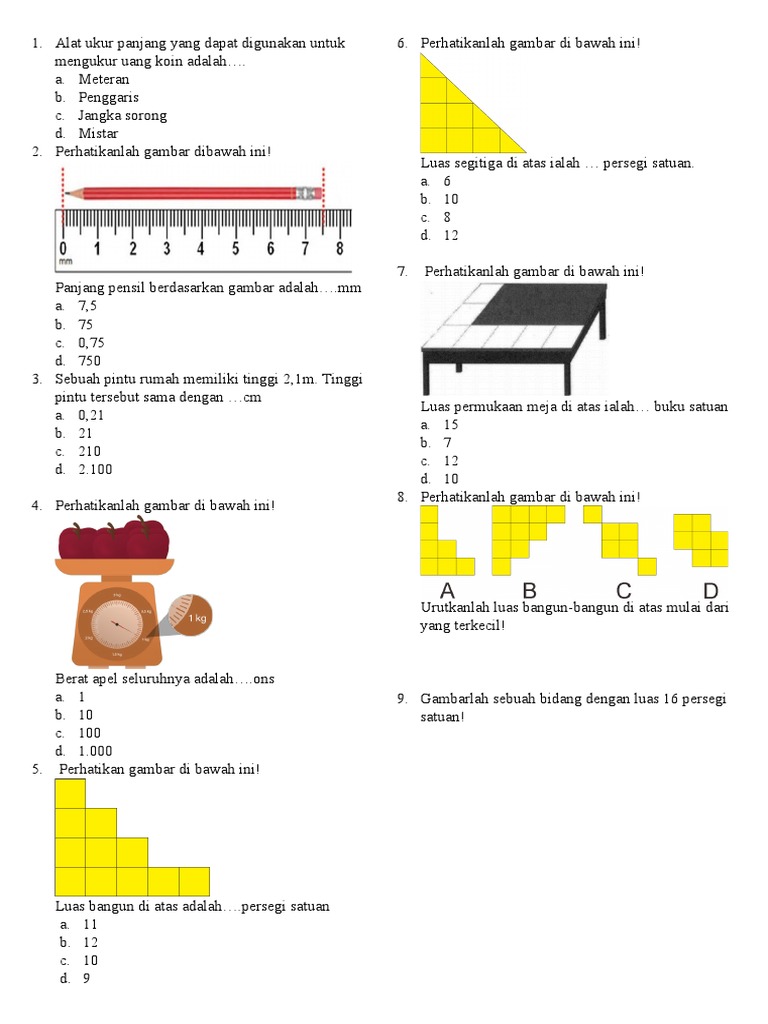 Soal Latihan PAT Matematika Kelas 4 PDF Soal Latihan PAT Matematika Kelas 4 PDF