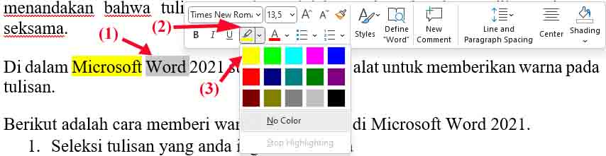 Terbukti pakai tombol pada keyboard untuk mengubah warna di word tampak profesional