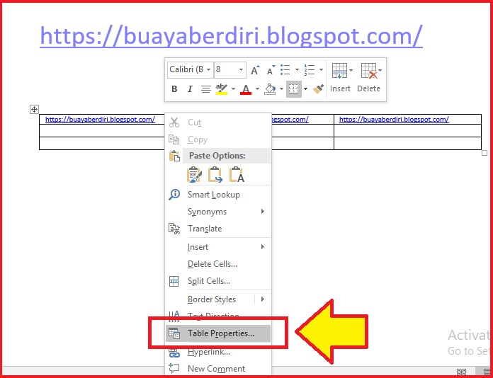Cara Mengatur lebar dan tinggi tabel di word Cara Mengatur lebar dan tinggi tabel di word