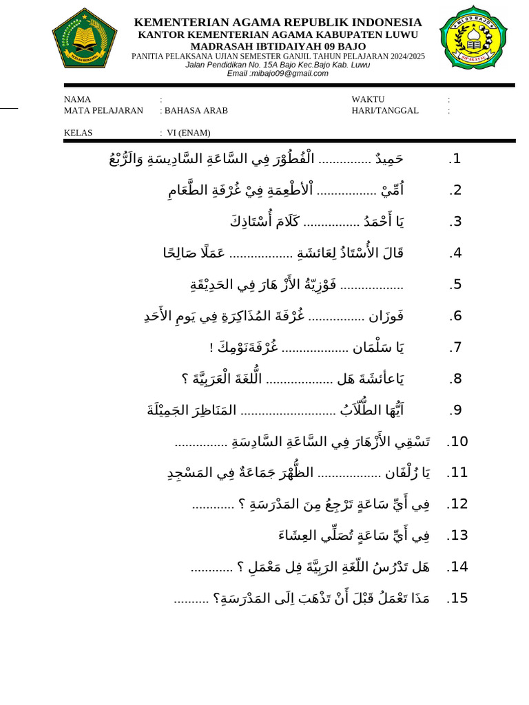 Terbukti! 7 Contoh Soal Bahasa Arab Kelas 6 Semester 2 Bikin Nilai OMI IPAS 2026 Terbukti! 7 Contoh Soal Bahasa Arab Kelas 6 Semester 2 Bikin Nilai OMI IPAS 2026
