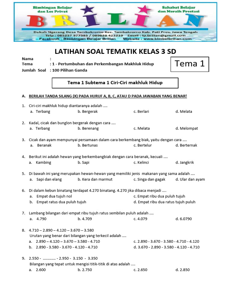 Rahasia Cepat Jawab soal soal tematik kelas 3 tema 1 Agar Nilai Siswa Langsung Melejit