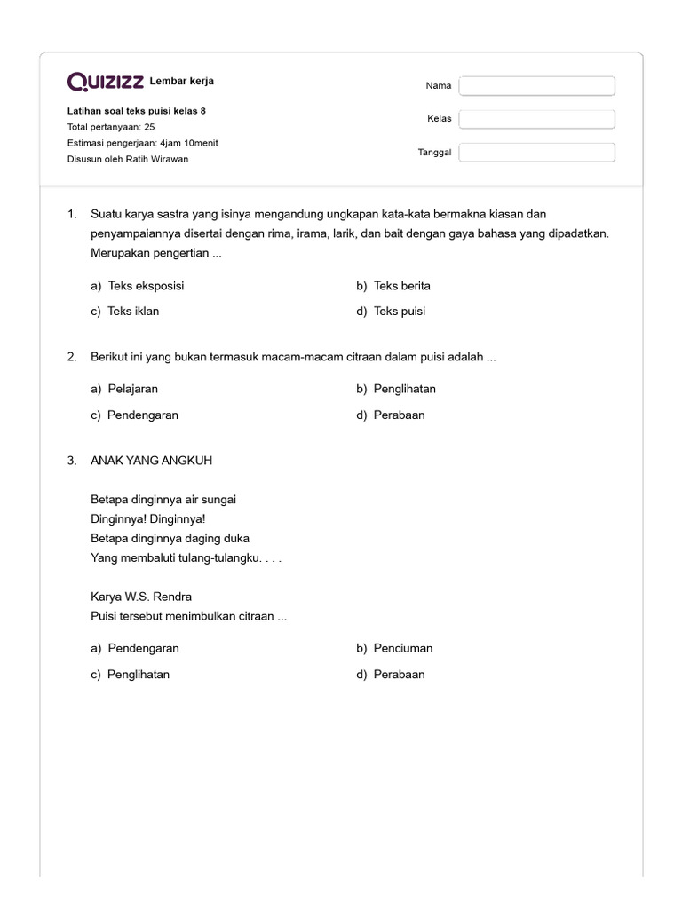 Rahasia Menjawab Soal Bahasa Indonesia Kelas 8 Semester 1 Puisi Agar Nilai Sempurna Rahasia Menjawab Soal Bahasa Indonesia Kelas 8 Semester 1 Puisi Agar Nilai Sempurna