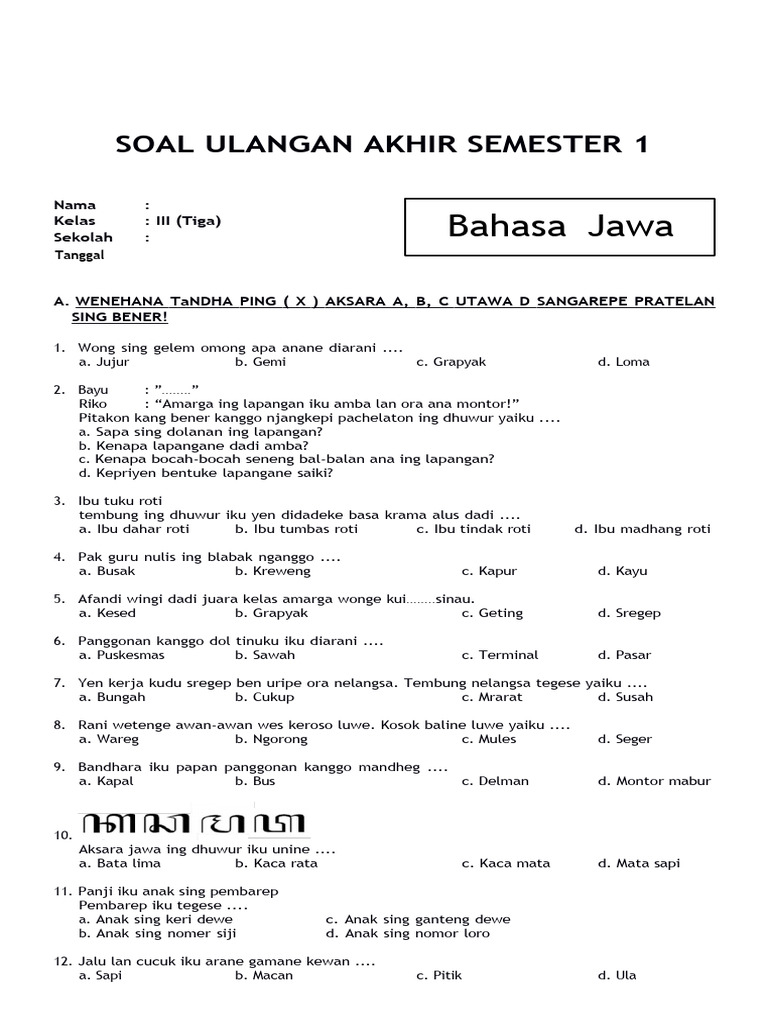 Rahasia Nilai Sempurna Bocoran soal soal uas kelas 3 sd semester 1 yang Wajib Tahu Rahasia Nilai Sempurna Bocoran soal soal uas kelas 3 sd semester 1 yang Wajib Tahu
