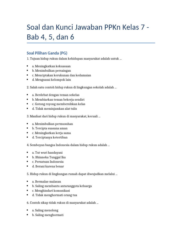Rahasia Skor Tinggi Kerjakan Soal PKN Kelas 7 K13 Bab 4 Agar Nilai Kamu Sempurna