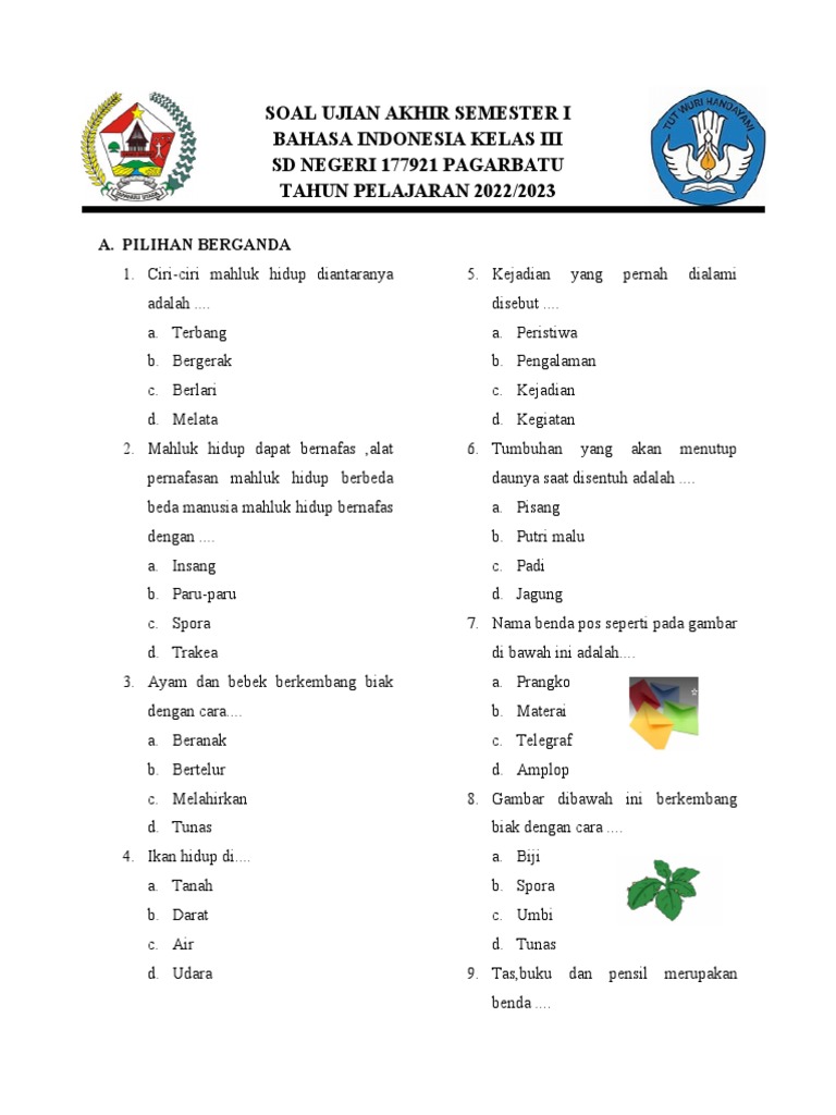 Wajib Tahu! Kumpulan soal soal uas bhs indonesia kelas 3 sd semester 2 terbaru Wajib Tahu! Kumpulan soal soal uas bhs indonesia kelas 3 sd semester 2 terbaru